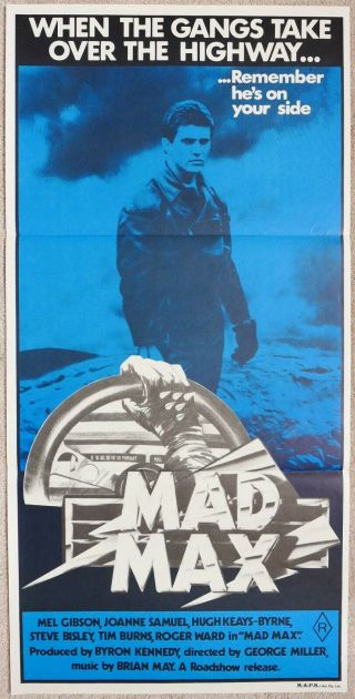 1979/81 Mad Max Australian Cinema Daybill Movie Poster Rare Mel Gibson