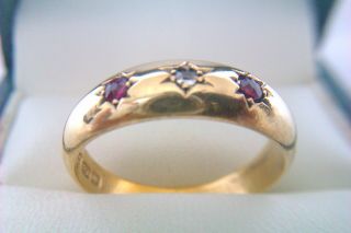 Rare 18ct Gold Ruby & Diamond Edwardian Gypsy Ring Chester 1902