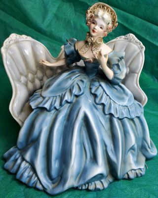 Rare Victoria Vintage Florence Ceramics Figurine Pasadena Blue White
