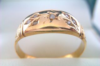 Rare 18ct Gold & Old Cut Diamond Victorian Gypsy Ring 1898