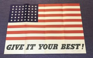 Rare Wwii 1942 Give It Your Best Office War Information Poster 9 Us Govt Print