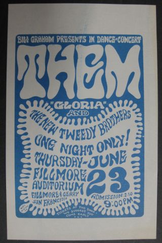 Them Fillmore Auditorium 1966 Concert Handbill Rare Variation Wes Wilson Flyer