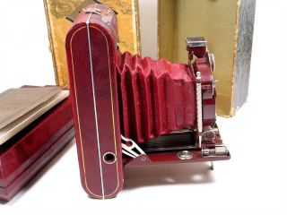 rare Red KODAK VANITY w/red bellows,  boxed.  Walter Dorwin Teague Art Deco. 3