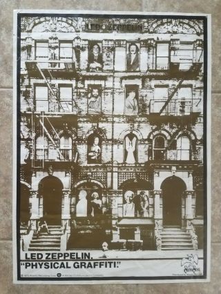 Vintage Led Zeppelin Physical Graffiti Poster 1970s 32x24 Very Rare