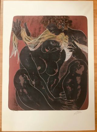 Hans Erni - Rare Lithographie Originale,  Signée Et Numérotée.  " Le Couple " - Suisse
