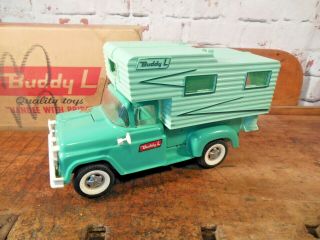 Vintage Rare 1960 Buddy L Camper Truck Green.  Near