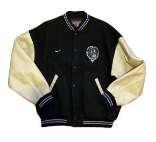 Vintage 1990’s Baltimore Ravens Nike Wool/leather Varsity Jacket Mens Large Rare