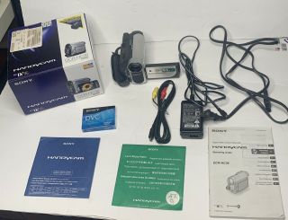 Rare Sony Dcr - Hc38 Minidv Ntsc Handycam Camcorder Box & Charger