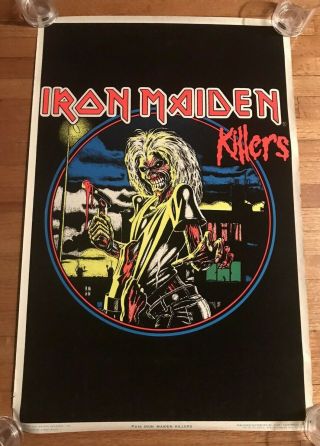 Very Rare 1988 Funky Ent Iron Maiden Felt Iron Maiden Killer Blacklight Poster
