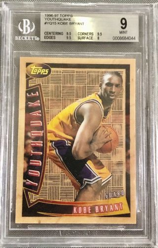 Kobe Bryant Beckett Bgs 9 1996 Topps Rookie Youthquake Rare Lakers Hof Psa