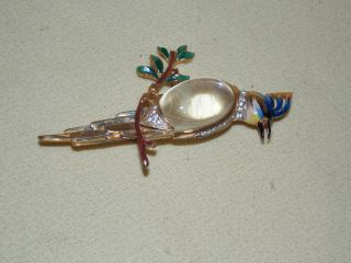 Rare Big CORO CRAFT Sterling Silver Figural Bird Enameled Jelly Belly Brooch 2