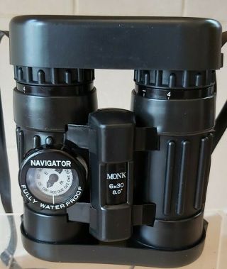 Monk 6x30 Bif Ga Navigator Binoculars,  Japan,  Wp,  Compass,  Rare