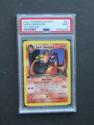 Pokemon Psa 9 1st Edition Dark Charizard 21/82 Team Rocket -