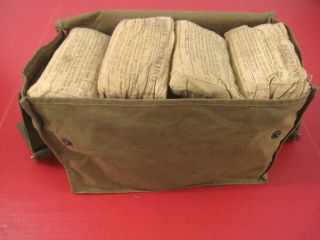 Wwii Era Us Army Medical Corps Canvas Field Medic Bag For Large Bandages - Rare