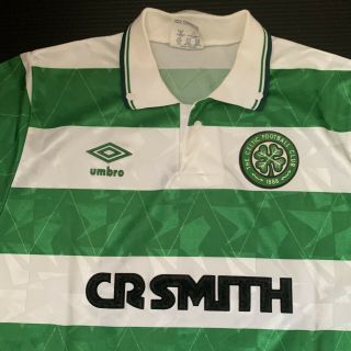 1990 Home Tshirt The Celtic Football Club - Cr Smith Small - Umbro - Vintage Rare