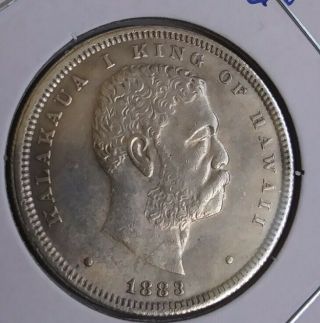 1883 Kingdom Of Hawaii Silver Half Dollar 1/2 D King Kalakaua.  Rare, .