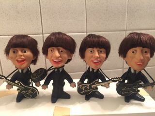 The Beatles Remco Dolls Set Of Four With Instruments - Rare Vintage 1964