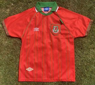 Wales Home Shirt Medium 1994/1995/1996 Vintage Football Retro Rare