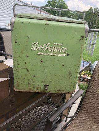 Vintage 1950’s Dr Pepper Cooler Rare Progress Refrigerator Co.  Large W/ Tray