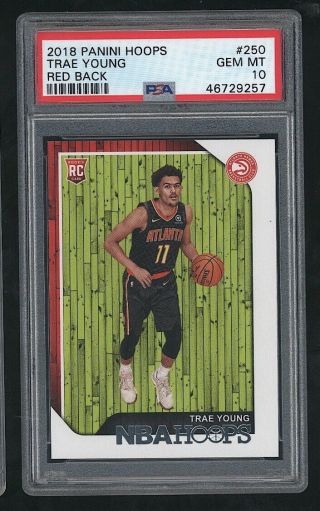 2018 Panini Hoops Trae Young Rc Rookie Rare Red Back Ssp Hawks 257 Psa 10