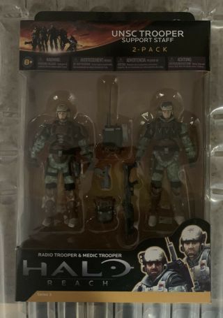 , Ultra Rare 2010 Mcfarlane Halo Reach Unsc Trooper Support Staff 2 - Pack