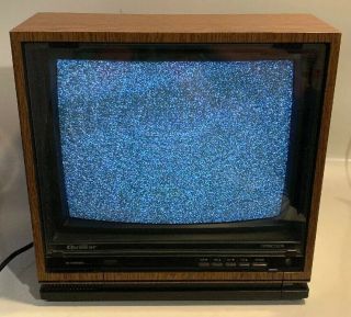 Vintage Retro 1985 Quasar Model Tp3958yw Rare Woodgrain Cube Dynacolor Tv 13”