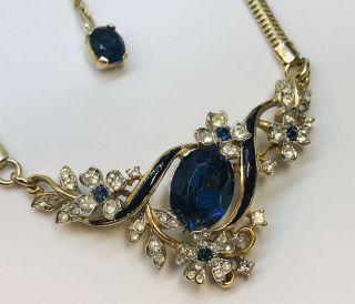Rare Trifari Alfred Philippe Empress Eugenie Enameled Pave & Sapphire Necklace