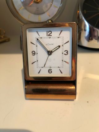 Rare LeCoultre 2 - Day Brass Folding Case Swiss Alarm Travel Clock W/ Box 2