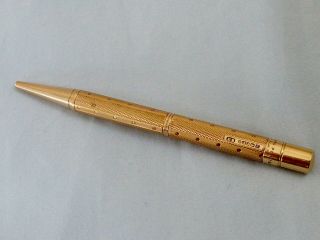 Rare Art Deco 9ct Gold Baker`s Pointer Propelling Pencil,  1930.
