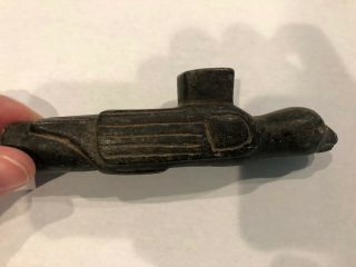 Rare Museum Native American Raven Effigy Great Pipe LOOK 6” Long 3
