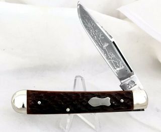 Rare 1st Gen Bulldog Trapper “bone” Single Blade Knife,  (1 Of 1),  Dog & Coon