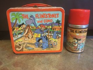 Vintage Very Rare 1962 Flintstones Metal Lunch Box W/ Thermos 1st Edition