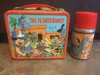 Vintage Very RARE 1962 Flintstones Metal Lunch Box w/ Thermos 1st Edition 2