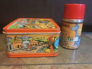 Vintage Very RARE 1962 Flintstones Metal Lunch Box w/ Thermos 1st Edition 3