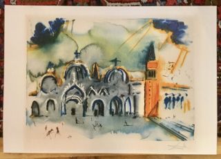 Rare - Salvador Dali Large Color Lithograph Homage To Venice Signed