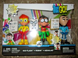 Teen Titans Go Face Swappers 3 Pack Figure Set Kid Flash Robin Aqualad Vhtf