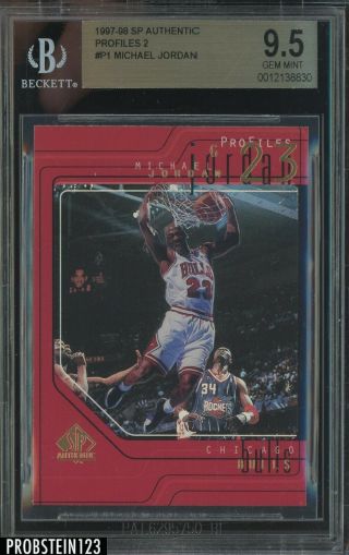 1997 - 98 Ud Sp Authentic Michael Jordan Profiles 2 Gold P1 Bgs 9.  5 Rare