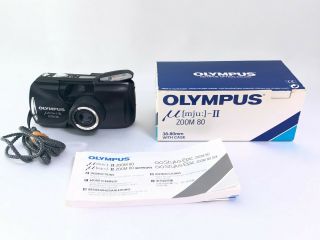 EX RARE Black,  Olympus mju μ II Zoom 80 35mm AF Film Camera Japan 2684 3