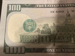$100 Bill Rare Printing Error One Of A Kind Dept Of Treasury Stamp Both Side