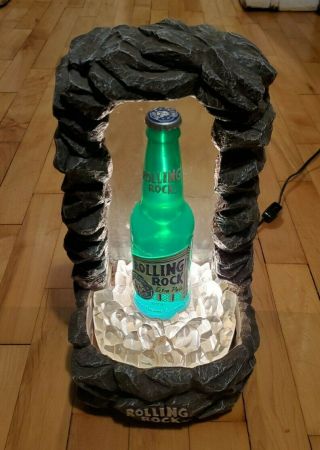 Rare Vintage Rolling Rock Beer 3d Lighted Fountain Sign W/ Waterfall