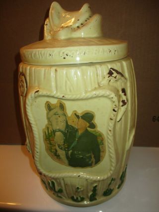 1950 Rare Hopalong Cassidy Barrel Cookie Jar By Peter Pan Products R81 Pa