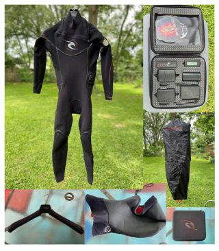 Rare Rip Curl H - Bomb Heated 3/2 Wet Suit,  Full Kit,  Bag,  Hanger,  & Hood Medium