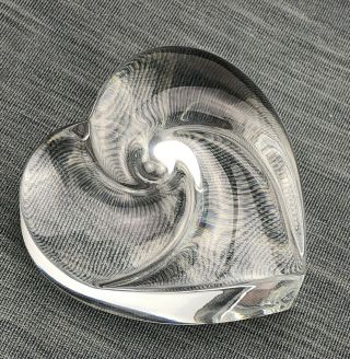 STEUBEN Glass Crystal Swirled Heart Art Love Valentine Gift Paperweight RARE 2