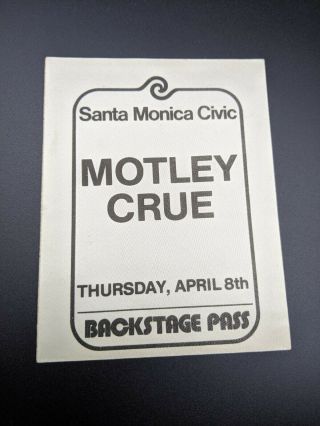 1982 Motley Crue Backstage Pass Santa Monica Civic Center - - Early Rare Pass