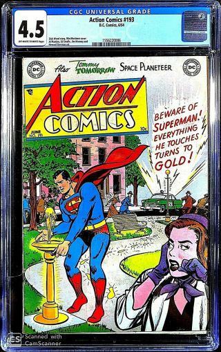 Action Comics 193 Cgc 4.  5 Ow/w Rare Only 16 Graded Of This Superman Issue