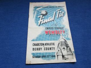1946 F A Cup Final : Charlton Athletic V Derby County Vintage Rare Freepost