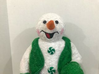 REPAIR RARE Animated Snow Miser Snowman Gemmy peppermint Green snowflake vtg 2
