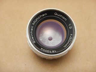 Rare Steinheil München Quinon 50mm F/2.  0 Prime Lens With Ltm L39 Mount