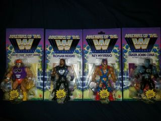 Wwe Masters Of The Universe Complete Set Of 4 Wave 2 Randy,  Rey,  Cena,  Roman