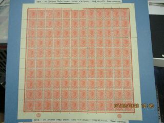 Victoria Stamps: 1d Queen Victoria Full Sheet - Rare (v26)